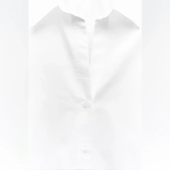 ZARA white BACK TAB POPLIN Cotton lapel collar and long sleeves SHIRT size M NWT - Picture 11 of 16